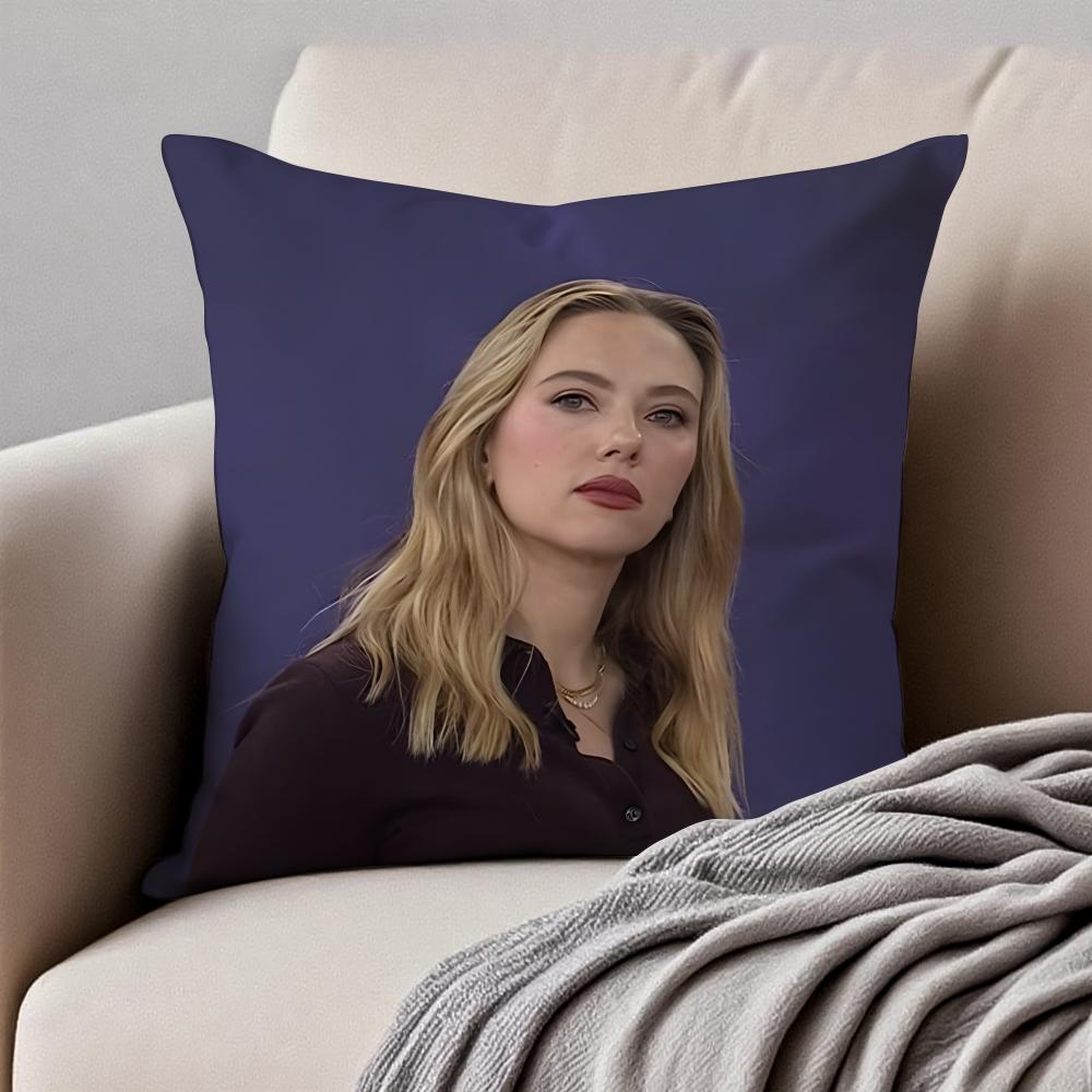 SScarlett Johansson Cushion Cover Pillowcase Antidustmite Invisible Zipper Short Plush Sofa Cushion