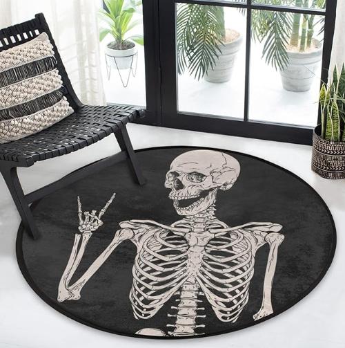 

Коллекция круглых ковров с черепом на Хэллоуин и красной розой, круглый коврик, ковер для пола, декор для гостиной, столовой, спальни 40X40CM