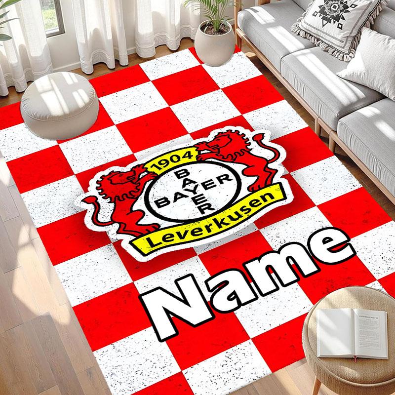Custom Name Personalized Bayer 04 Leverkusen Print Carpet, Versatile Home Decor Rug, for Playroom, Apartment, Balcony, Entryway, Hallway Gift
