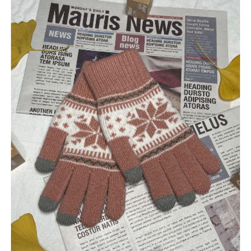 

Japanese Quality Fall and Winter Cashmere Touch Screen Gloves Warm Velvet Padded Thickened Men and Women Cold-Proof Cycling Wool Knitting Gloves Pink All yards