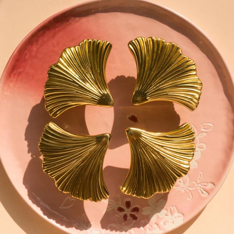 Ginkgo Leaf Brass Cabinet Door Handle Creative Personality Solid Wardrobe Nordic Gold Drawer Cabinet Handle Home Hardware