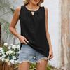 Fashion Round Neck Hollow Pleated Vest Sleeveless T-shirt Top For Women