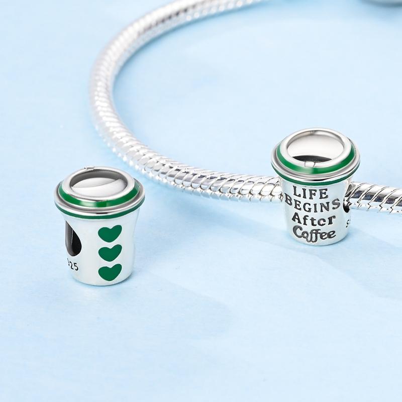 Copper American Coffee Fries Charm Plata Pendant Beads Fit Charms Original Bracelet For Women Jewelry Making