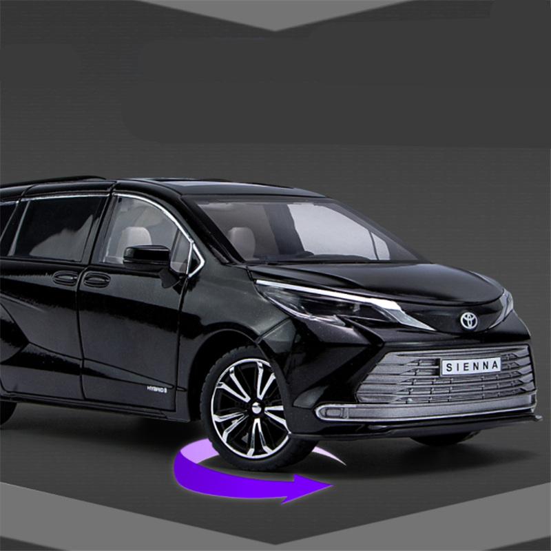 1/24 TOYOTA Sienna MPV Alloy Car Model Diecast Metal Vehicles Car Model High Simulation Sound and Light Collection Kids Toy Gift