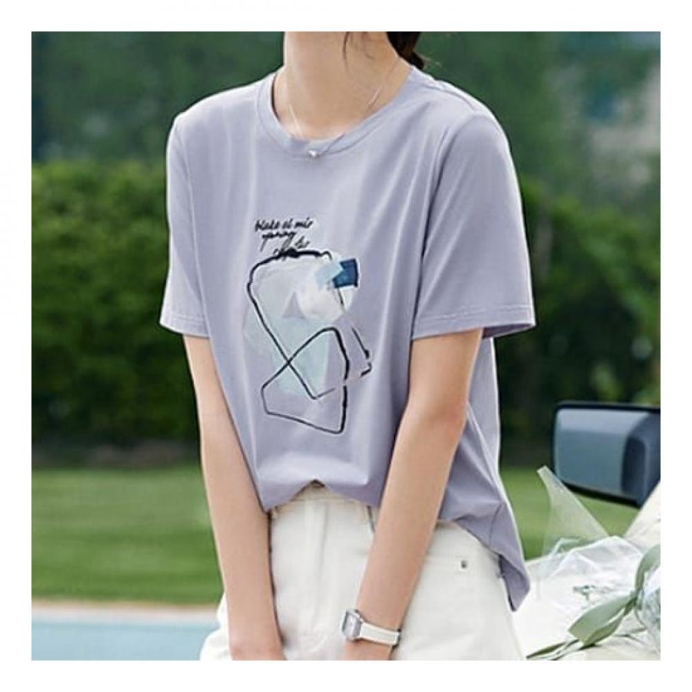 Navava ShorT Sleeve T shirT Simple prinT Round Neck nT1681