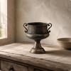 Vaso Trofeo Finitura Antica Ferro Vintage Elemento Decorativo Centrale Fioriera per Studio, Soggiorno
