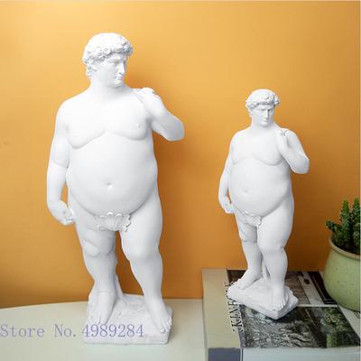 Creativity Resin Figure Sculpture David Obesity Fat David Handicraft Statue Nude Naked Man Body Art Home Decoration Ornaments
