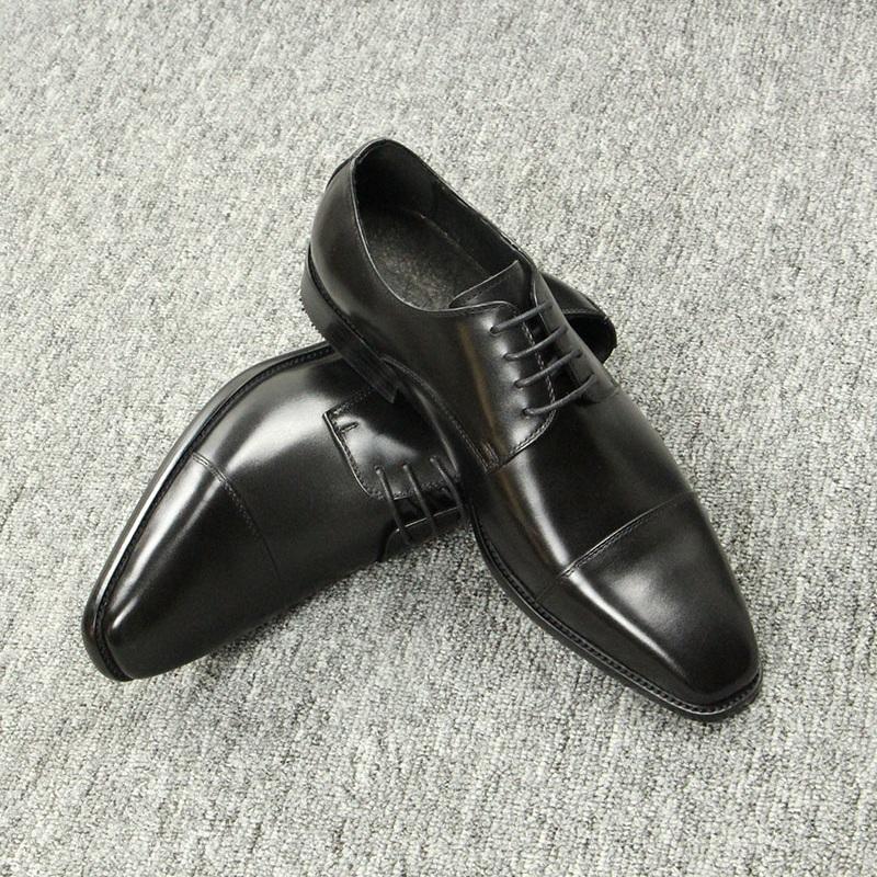 Fashion Luxury Black Man Shoes Genuine Leather Business Office Oxfords Style Dress Shoes Height Increasing Handmade Leather Shoe For Men