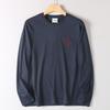 Original Order Tail Goods Early Autumn Cotton Embroidered Comfortable Breathable round Neck T-shirt Men's Loose All-Match Long sleeve Bottoming Shirt