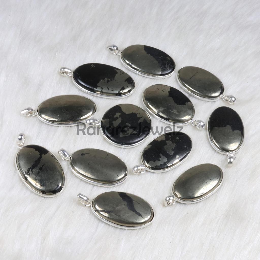 Pyrite Pendant Sterling Silver Pedant Pyrite Cabochon Pendant Oval Pyrite Gemstone Pendant Bezel Pendant Necklace Girls Pendant Silver Jewelry
