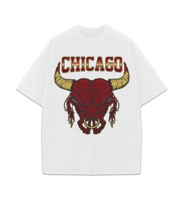 Chicago Bulls Schädel inspiriertes Vintage Style Streetwear Grafik Herren T-Shirt