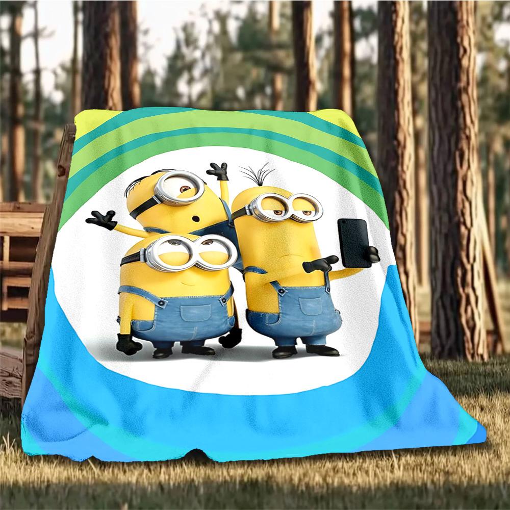 1 Stück Minions Outdoor Flanelldecke für Mädchen Weich, Leicht, Perfekt zum Campen und als Geschenk, Digital