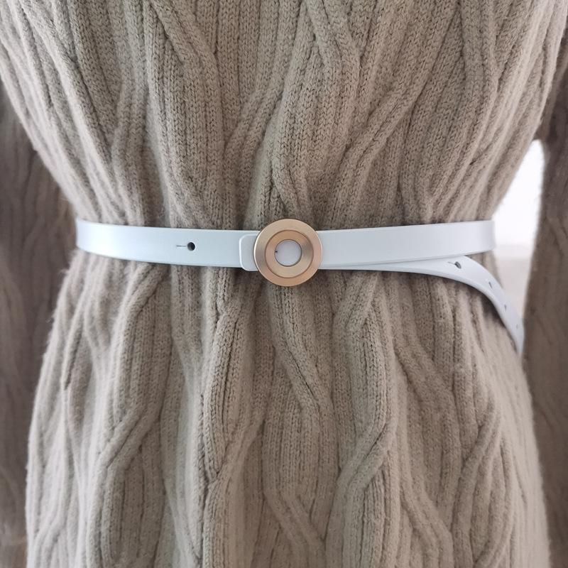 

Женский кожаный стильный ремень Джинсы Брюки Сплавная застежка Модный декор Внешний вид белый