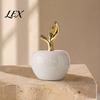 Auspicious Meaning Peace Decor Resin Apples Figurine with Leaf, Minimalist Fruit Ornament, Housewarming Gifts for New Home Arts Crafts Desk