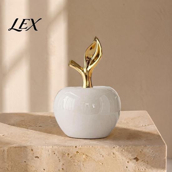 Auspicious Meaning Peace Decor Resin Apples Figurine with Leaf, Minimalist Fruit Ornament, Housewarming Gifts for New Home Arts Crafts Desk