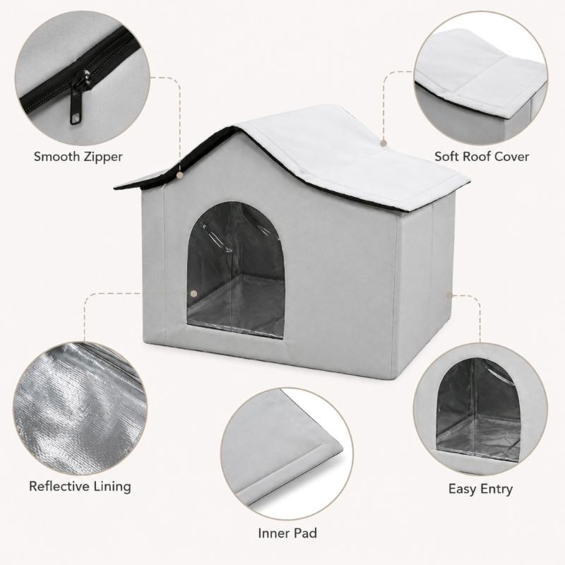Foldable Cave Shelter for Pet Cooling, Enclosed House for Outdoor Bed Stray Animal Portable Cover for Bedroom Use Daily Home