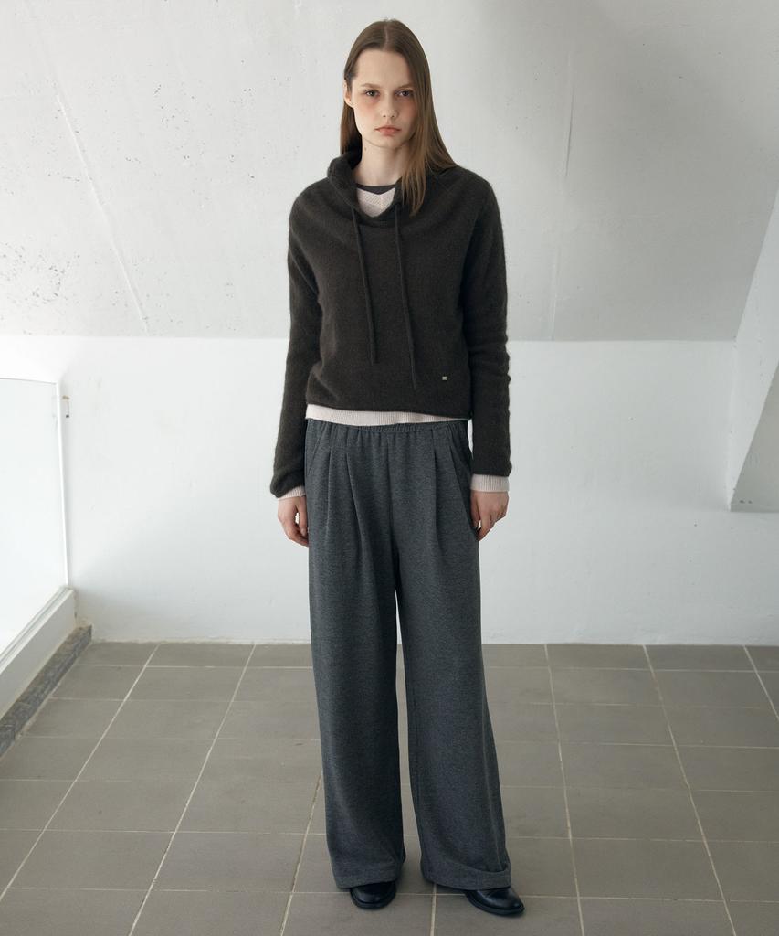 Ahwe Wool Blend Hooded Pullover_Brwon