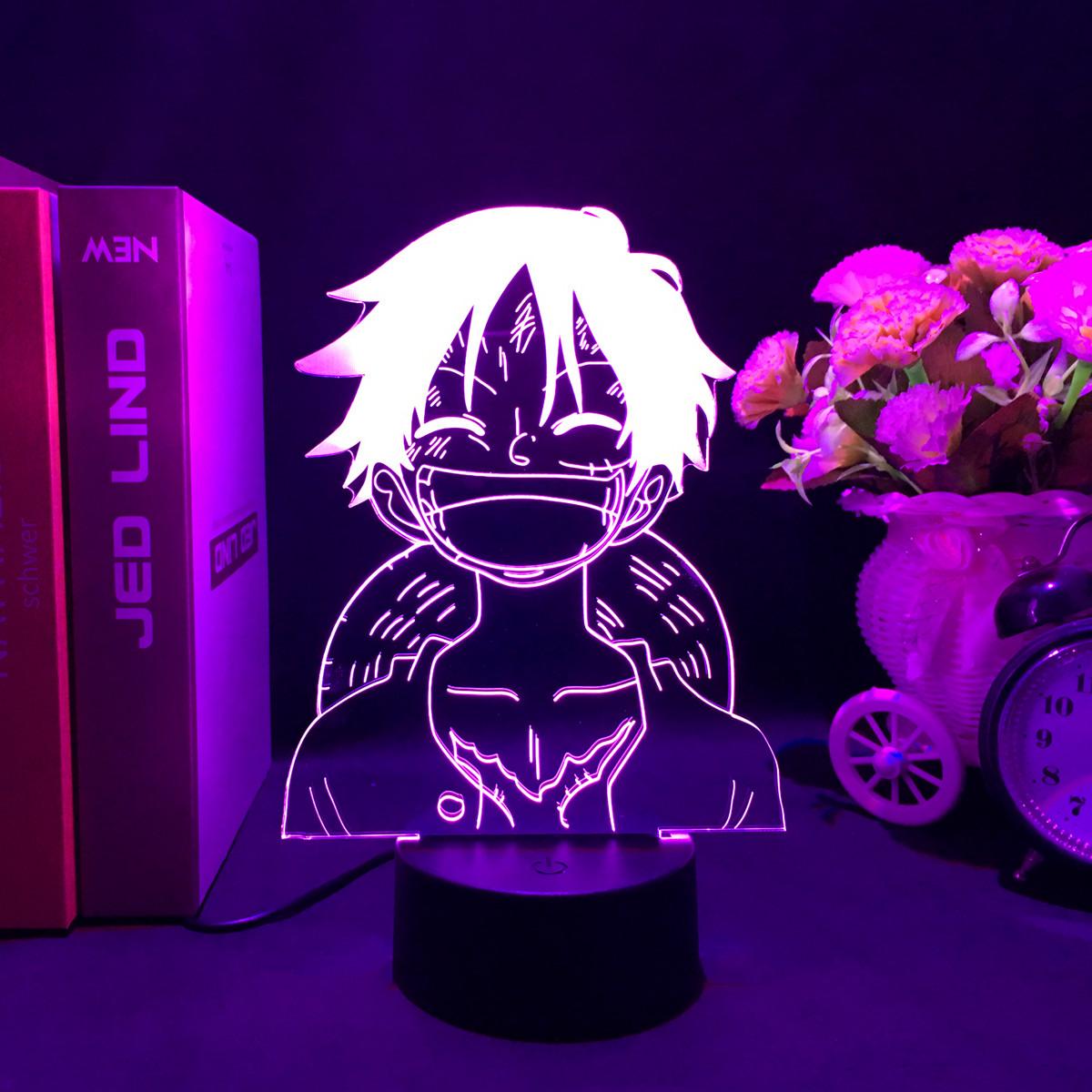 

Аниме One Piece Night Light Monkey D. Луффи, 16 цветов, прикроватная лампа, пульт дистанционного управления, 3d лампа, украшение для детской спальни, подарок на день рождения