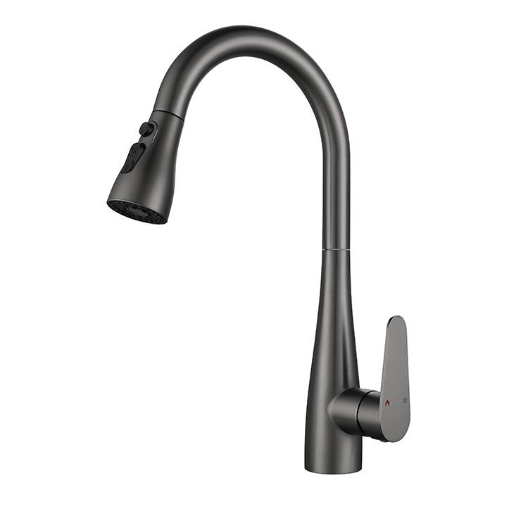 SUS304 Multi-Functional Kitchen Faucet with Pull-Out Sprayer and Three-Speed Water Flow for Single Sink Vegetable Washing Basin