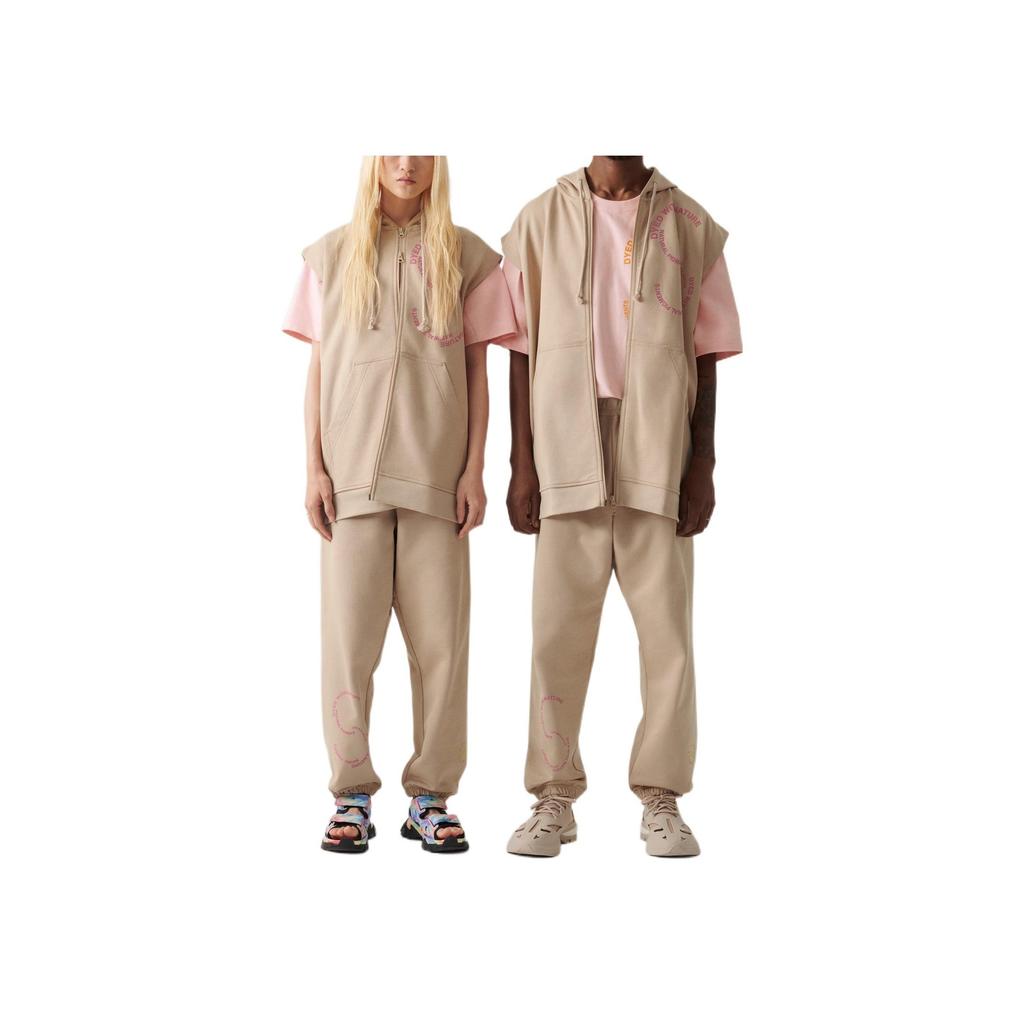 Adidas X Stella McCartney Letter Print Zip-Up Sleeveless Hoodie Unisex Tops Magic-Light-Brown IA7717