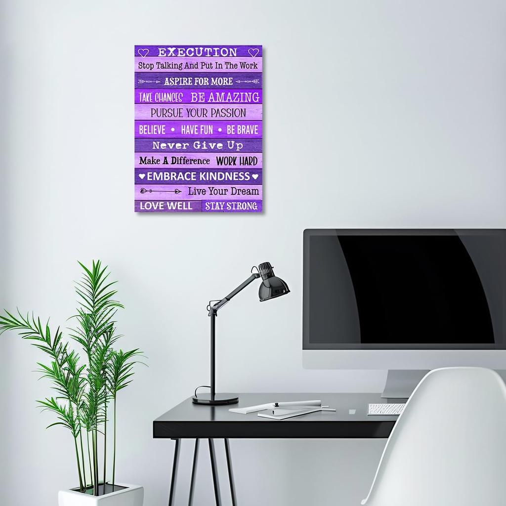 Gwisml Execution Quotes Wall Art,Purple pirational Canvas Frame Paintings For Office Home Workplace Wall Art Decor