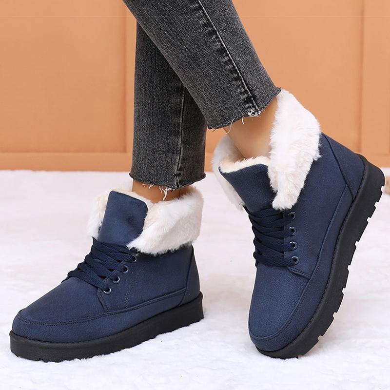 Women's Boots Low Heels Winter Boots With Fur Snow Boots Ankle Botas Mujer  New Winter Footwear Comfortable Fur Shoes Woman
