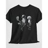 Herren Schwarzes Kurzarm-T-Shirt mit Vintage Rockband Grafikdruck, Weiche Baumwollmischung, Rundhalsausschnitt, Lockere Passform für Freizeitkleidung