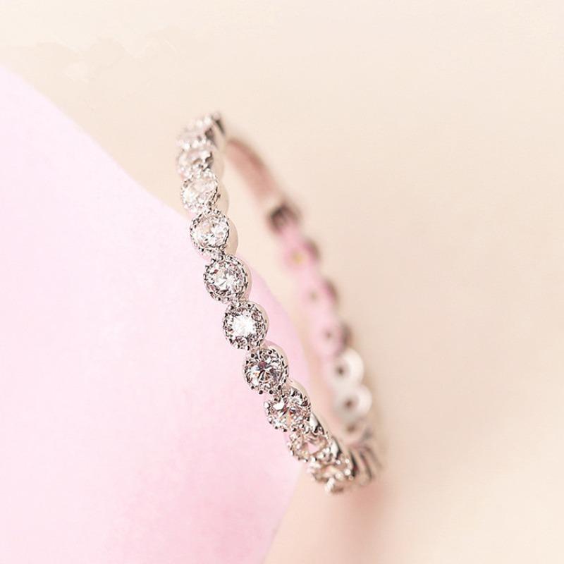 Hot-selling silver ring women's fine diamond versatile fashion simple tail ring little finger zircon ring