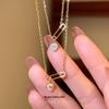 Cui Yan S925 Sterling Silver Korean-Style Pink Diamond Heart Paperclip Necklace for Women - Exquisite Clavicle Chain