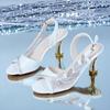 Women's Mesh High Heel Sandals, Fashionable Peep Toe Buckle Strap Slingback Shoes, Versatile Dress Sandals