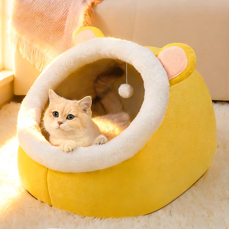 Four Seasons Universal Semi-enclosed Cute Pet Bed for Cats and Small Dogs - Winter Warmth