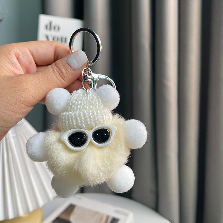 Cute Rex Rabbit Plush Keychain - Long Legs Little Coal Ball Bag Charm Doll