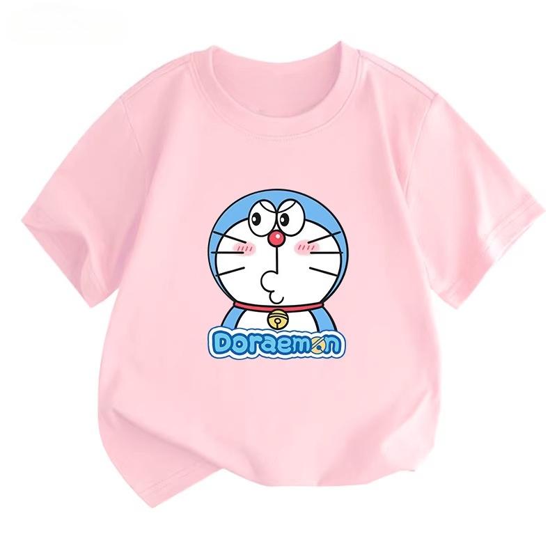 Potdemiel Doraemon Children's T-Shirt, New Summer Style, Comfortable and Breathable Top for Boys and Girls