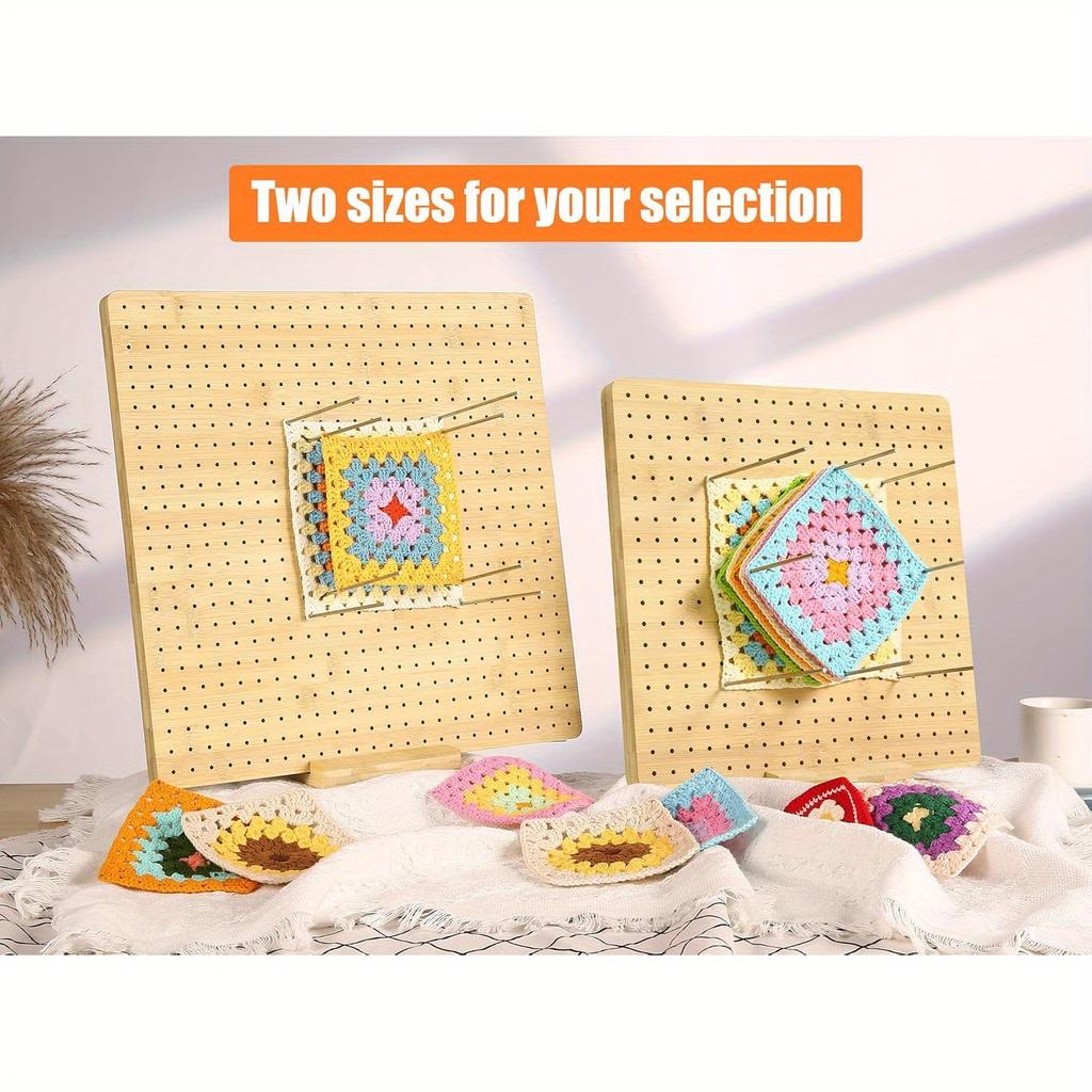 Crochet Block Plate, Block Plate for Crochet Weaving, Bamboo Grid Block Plate for Crochet Projects, Crochet Accessory Gift