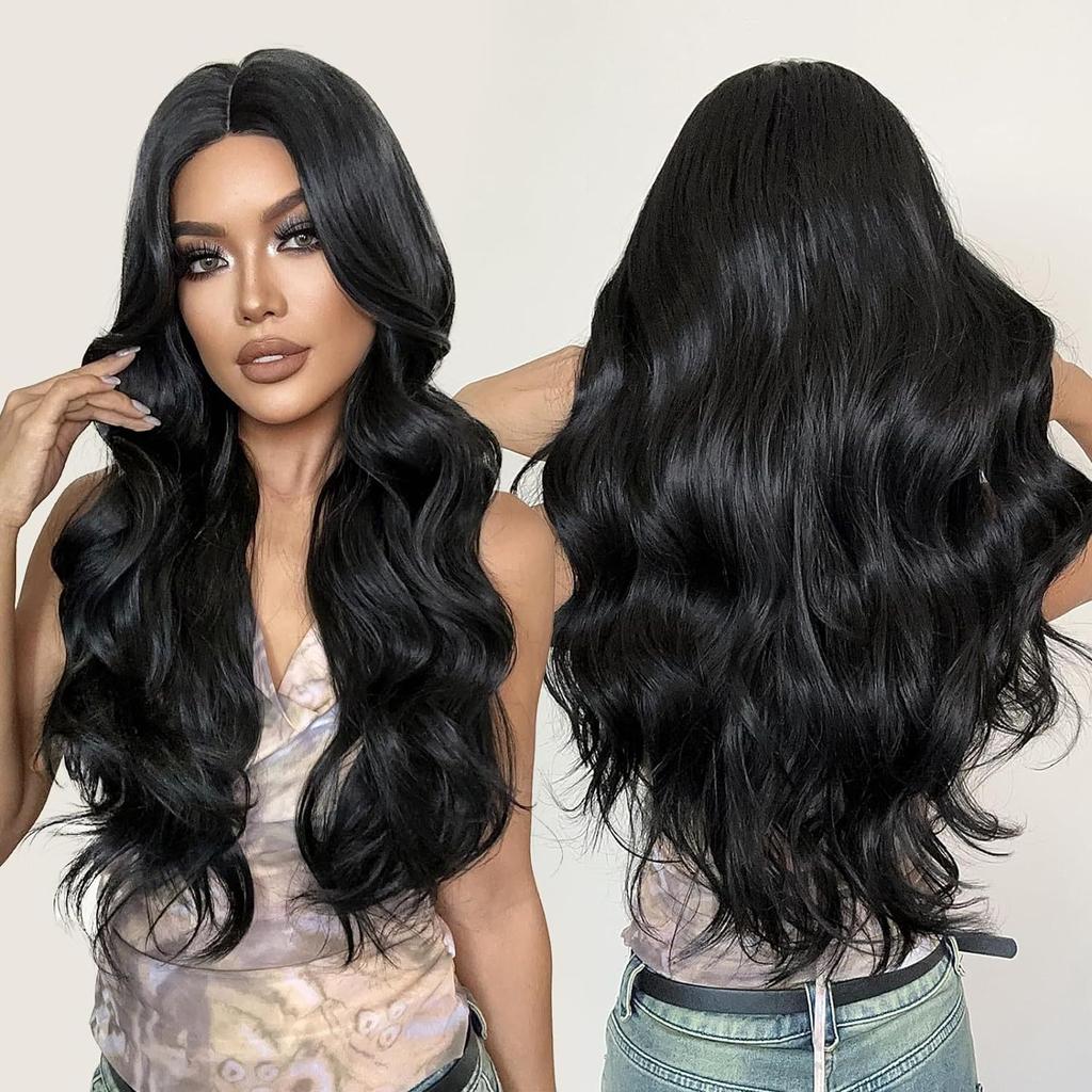 New Wig European American Women Front Lace Synthetic Headband Small Wine Red Medium Split Long Curly Hair