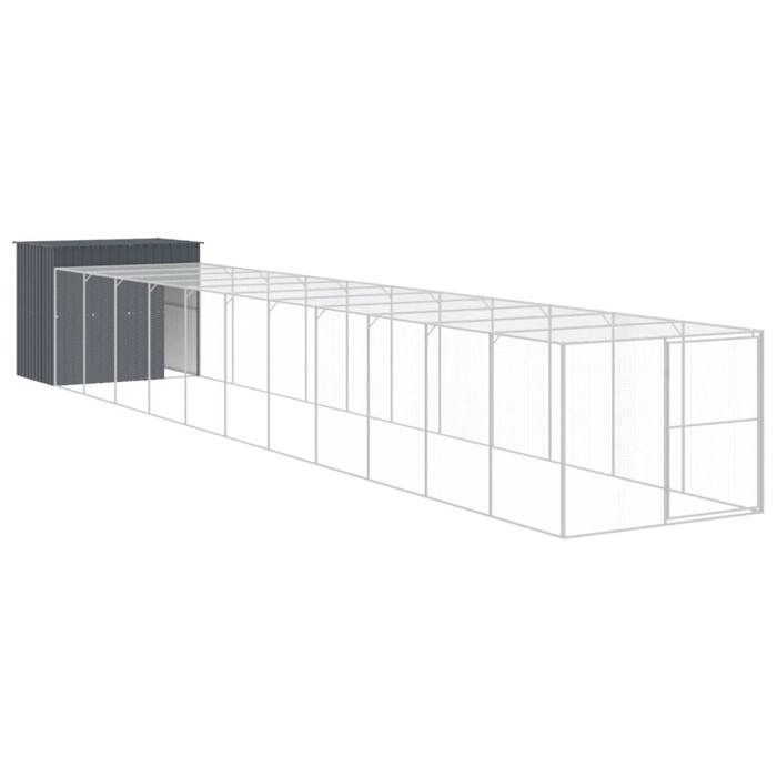 VidaXL Niche pour chien avec cour anthracite 214x1273x181 cm, cage pour chien, abri pour chien, maison pour animaux, cages 3189136