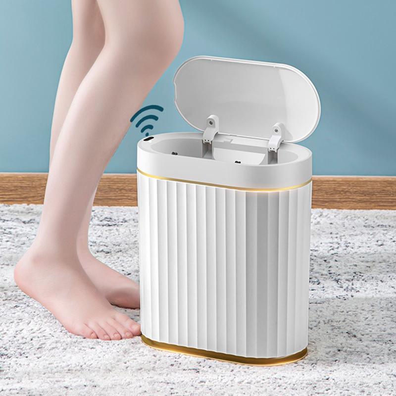 7L Smart Sensor Trash Can For Kitchen Garbage Tin For Bathroom Light Luxury Family Living Room Cracks Trash Bin