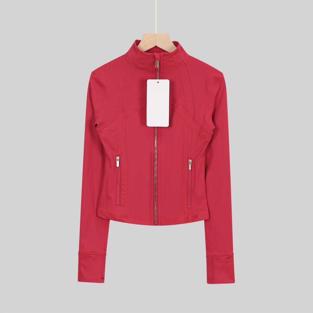 LULULACIE Women's Gold Zipper Stand-up Collar Slim Fit Sports Jacket
