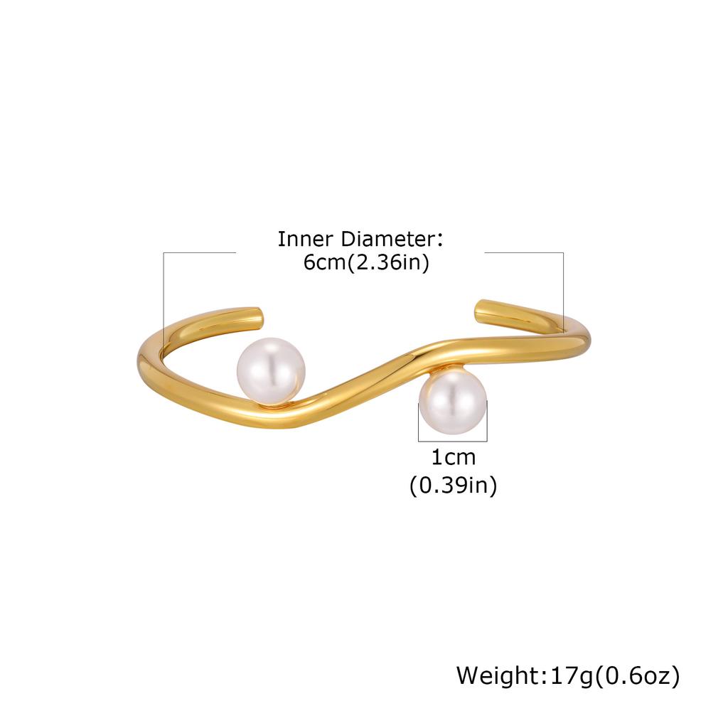 Open Stackable Bracelet Bangle for Women,stainless Steel Smooth Pearl Hollow Cuffs, Minimalist Waterproof Stylish Jewelry