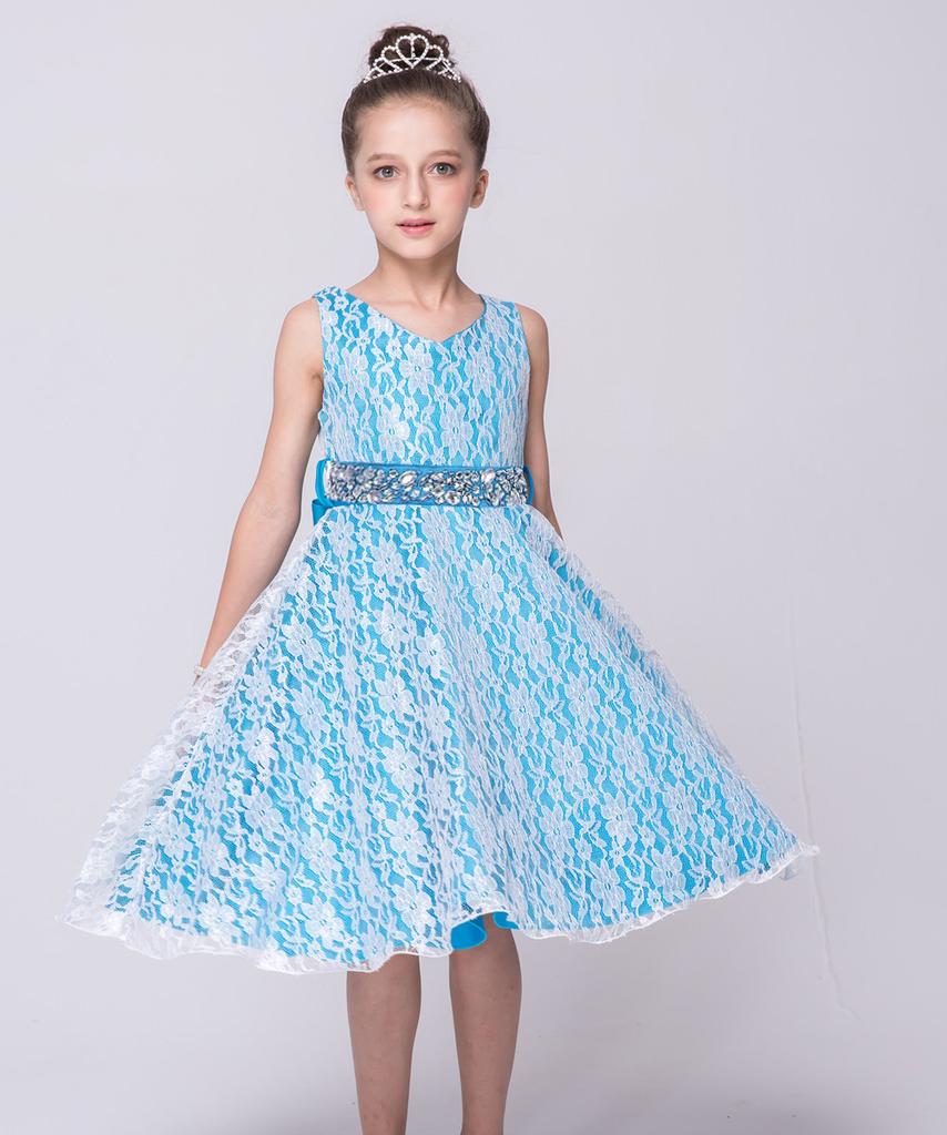 Kinderkleider in Großkinder-Prinzessinnenkleid Geburtstagsparty Spitze Kinderkleid Kindergarten Abschlusskleid für Mädchen