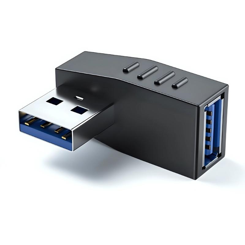 5pcs USB3.0 90 Degree Extension Adapters with Male to Female Connector for Tight Space Installation on Laptops and Vehicles