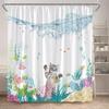 Funny Diving Cat Shower Curtain Whale Sea Turtle Seahorse Fish Coral Ocean Animals Underwater Scenery Children Bathroom Decor