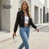 Floral Print Jacket Women's Lace Jacket, Sexy See Through Long Solid Color Women Sleeve Crop Coat, Zip-Up Sheer Lightweight Outerwear Casual