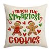 New Style Pillow Case Christmas Letter Decoration Gingerbread Man Print Linen Sofa Bedside Pillow Case