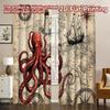 2D FLAT PRINTING 2pcs Curtains (Without Rod) Octopus and Lighthouse Modern Pattern Curtains Versatile Durable Polyester Curtains