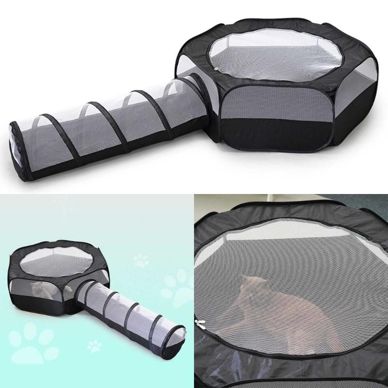 Foldable Cat Tube & Playpen Toy PlayTunnel Tent House Dogs Playtube Scratchproof Boredom Pet Indoor Entertainment Toy