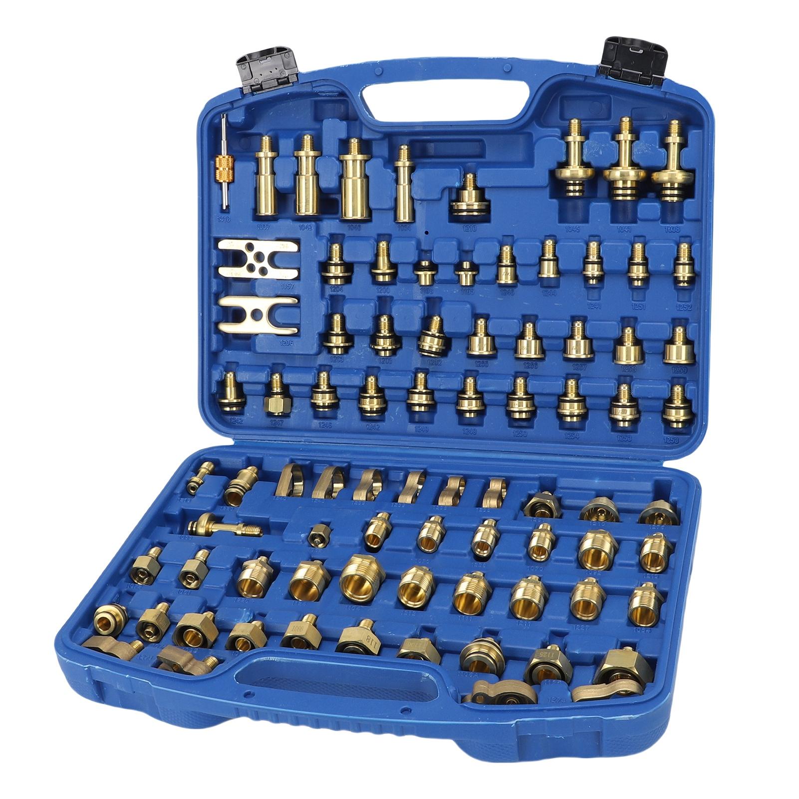 81-DELIG Automotive Airconditioning Lektest Kit Messing AC Lekdetector Gereedschap Professionele AC Connector Reparatie Gereedschappen Kit blue