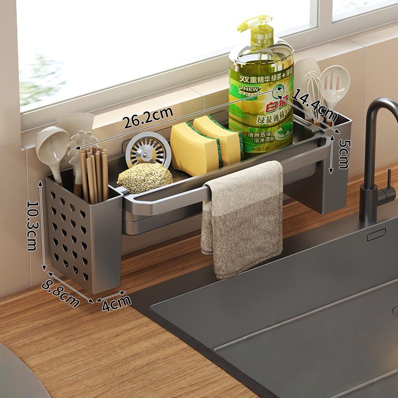 Drain Rack Kitchen Sink Organizer Self-Draining Shelf Sponge Holder Dishcloth Faucet Storage Soap Drainer Kitchen Accessories