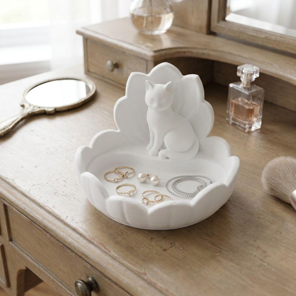 3D Printed Cosmetic Storage Dish Lotus-Shaped Desktop Organizer Trinket Dish Home Decoration