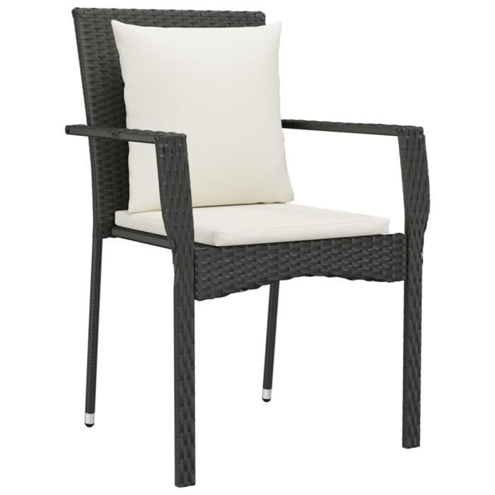 319877 vidaXL Garden Chairs 2 Pcs with Cushions Woven Resin Black